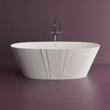 Cada freestanding ovala, compozit alb lucios, 167x89.7x55.5 cm, Foglia Manor imagine