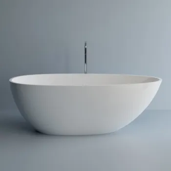 Cada freestanding ovala, compozit alb lucios, 168x82x55 cm, Foglia Artemis imagine