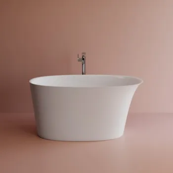 Cada freestanding ovala, compozit alb mat, interior lucios, 140x78x66.5 cm, Foglia Aria imagine