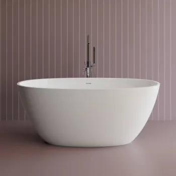 Cada freestanding ovala, compozit alb mat, interior lucios, 150x76.2x61 cm Foglia Monaco imagine