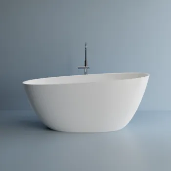 Cada freestanding ovala, compozit alb mat, interior lucios, 157x68x65 cm, Foglia Celestial imagine