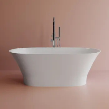 Cada freestanding ovala, compozit alb mat, interior lucios, 157x69x55 cm, Foglia Andromeda imagine