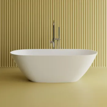 Cada freestanding ovala, compozit alb mat, interior lucios,  160x70x50 cm, Foglia Essence imagine