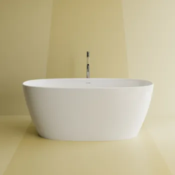 Cada freestanding ovala, compozit alb mat, interior lucios, 160x78.7x61.5 cm, Foglia Lumia imagine