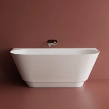 Cada freestanding ovala, compozit alb mat, interior lucios,160x78.8x60.7 cm, Foglia Calliope imagine