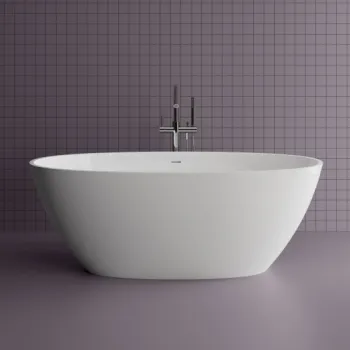 Cada freestanding ovala, compozit alb mat, interior lucios, 167.5x81.3x61 cm, Foglia Cashmere imagine