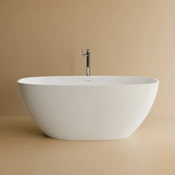 Cada freestanding ovala, compozit alb mat, interior lucios, 167x80x63 cm, Foglia Florence imagine