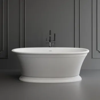 Cada freestanding ovala, compozit alb mat, interior lucios, 167x83x62.5 cm, Foglia Millesime imagine