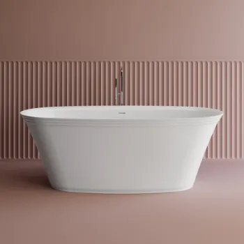 Cada freestanding ovala, compozit alb mat, interior lucios, 170x80x61 cm, Foglia Opal imagine