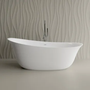 Cada freestanding ovala, compozit alb mat, interior lucios, 180.3x85x68.6 cm, Foglia Domus imagine