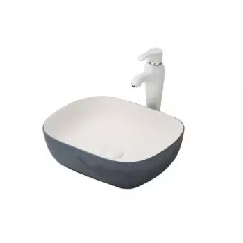 Chiuveta baie pe blat alb-gri Fluminia, Indus imagine