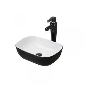 Chiuveta baie pe blat alb-negru Fluminia, Crius imagine