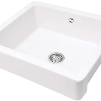 Chiuveta bucatarie ceramica, dreptunghiulara,  61.5x48.5x20 cm, alb, Deante Sabor imagine