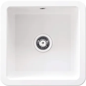 Chiuveta bucatarie ceramica, patrata,  45.7x45.7x22.8 cm, alb, Deante Lumi imagine