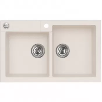 Chiuveta bucatarie compozit alb mat cu doua cuve Alveus rock 90 imagine