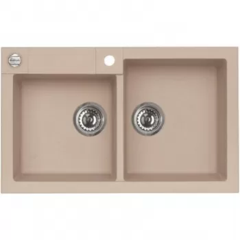 Chiuveta bucatarie compozit bej melange cu doua cuve Alveus rock 90 imagine