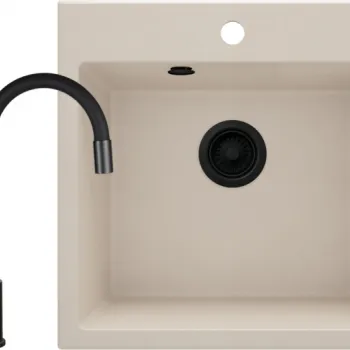 Chiuveta bucatarie compozit bej si baterie neagra Deante Evora imagine