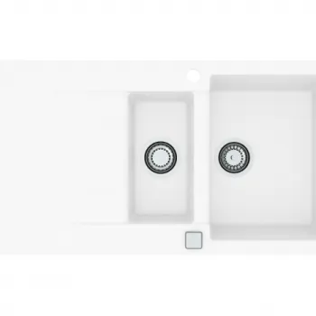 Chiuveta bucatarie compozit cu doua cuve, alba, reversibila - Alveus Cadit 80 imagine