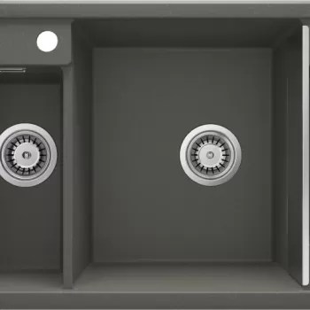 Chiuveta bucatarie compozit cu doua cuve antracit mat Deante Magnetic imagine