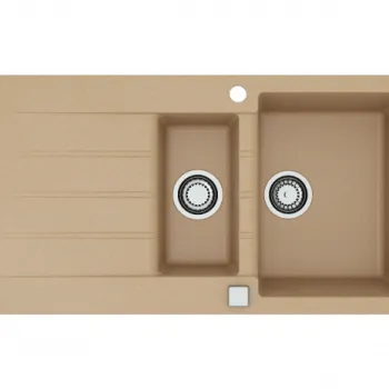 Chiuveta bucatarie compozit cu doua cuve, bej, reversibila - Alveus Cadit 80 imagine