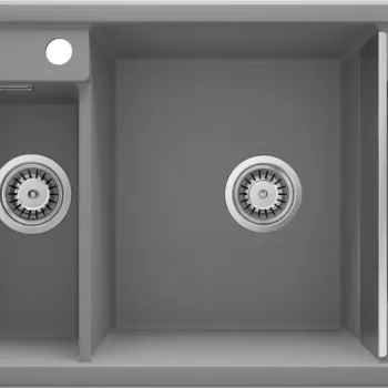 Chiuveta bucatarie compozit cu doua cuve gri mat Deante Magnetic imagine
