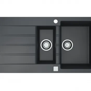 Chiuveta bucatarie compozit cu doua cuve, negru, reversibila - Alveus Cadit 80 imagine