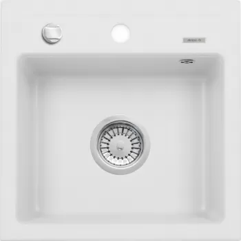Chiuveta bucatarie compozit cu orificiu pentru baterie alb mat Deante Zorba imagine