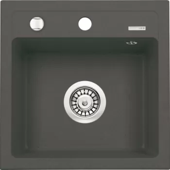 Chiuveta bucatarie compozit cu orificiu pentru baterie antracit metalic Deante Zorba imagine