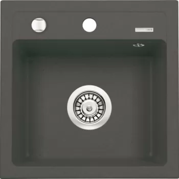 Chiuveta bucatarie compozit cu orificiu pentru baterie antracit metalic Deante Zorba imagine