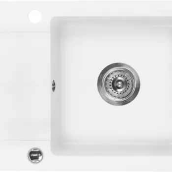 Chiuveta bucatarie compozit cu picurator alb mat 58 cm Deante Zorba imagine