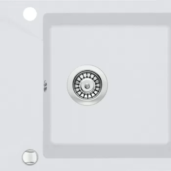 Chiuveta bucatarie compozit cu picurator alb mat 59 cm Deante Evora imagine