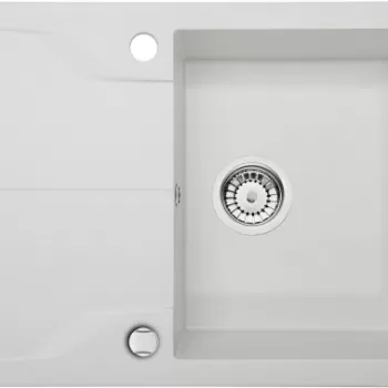 Chiuveta bucatarie compozit cu picurator alb mat 78 cm Deante Andante imagine