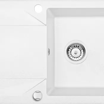 Chiuveta bucatarie compozit cu picurator alb mat 78 cm Deante Evora imagine