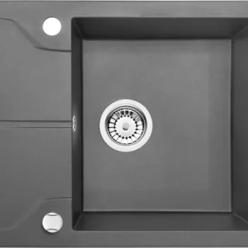 Chiuveta bucatarie compozit cu picurator antracit metalic 59 cm Deante Andante imagine