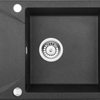 Chiuveta bucatarie compozit cu picurator antracit metalic 59 cm Deante Evora imagine