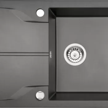 Chiuveta bucatarie compozit cu picurator antracit metalic 78 cm Deante Andante imagine