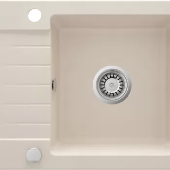 Chiuveta bucatarie compozit cu picurator bej mat 58 cm Deante Zorba imagine