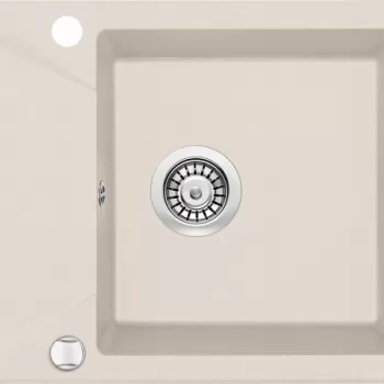 Chiuveta bucatarie compozit cu picurator bej mat 59 cm Deante Evora imagine