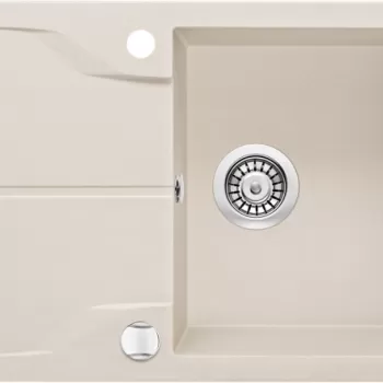 Chiuveta bucatarie compozit cu picurator bej mat 78 cm Deante Andante imagine