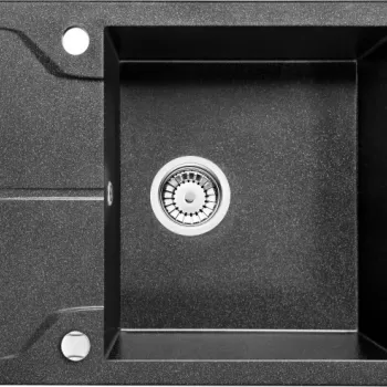 Chiuveta bucatarie compozit cu picurator grafit 59 cm Deante Andante imagine