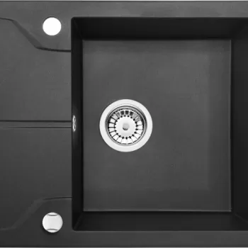 Chiuveta bucatarie compozit cu picurator grafit metalic 59 cm Deante Andante imagine