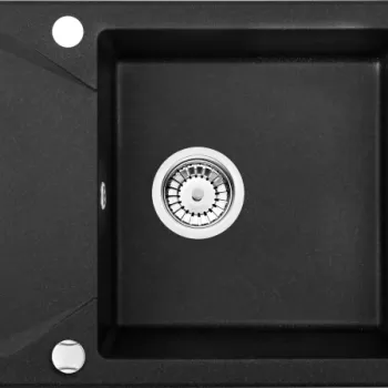 Chiuveta bucatarie compozit cu picurator grafit metalic 59 cm Deante Evora imagine