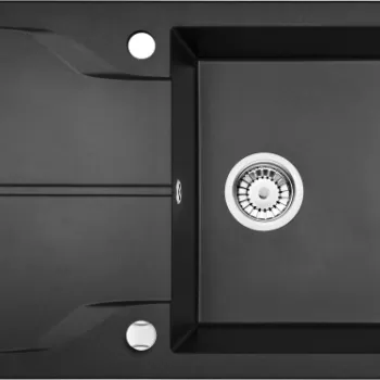 Chiuveta bucatarie compozit cu picurator grafit metalic 78 cm Deante Andante imagine