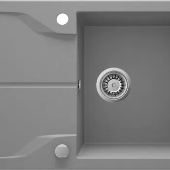 Chiuveta bucatarie compozit cu picurator gri metalic Deante Andante Flush imagine