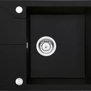 Chiuveta bucatarie compozit cu picurator negru mat 59 cm Deante Andante imagine