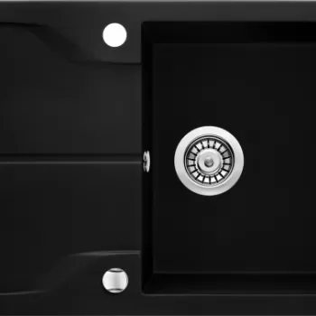 Chiuveta bucatarie compozit cu picurator negru mat 78 cm Deante Andante imagine