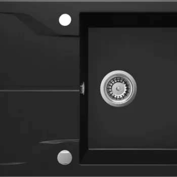 Chiuveta bucatarie compozit cu picurator negru mat Deante Andante Flush imagine