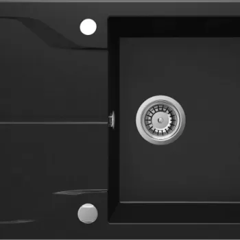 Chiuveta bucatarie compozit cu picurator negru mat Deante Andante Flush imagine