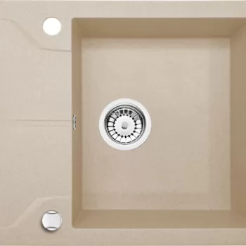 Chiuveta bucatarie compozit cu picurator nisip 59 cm Deante Andante imagine