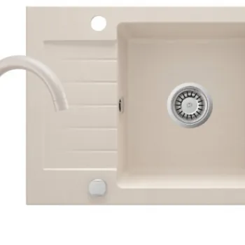 Chiuveta bucatarie compozit cu picurator si baterie bej Deante, Zorba imagine